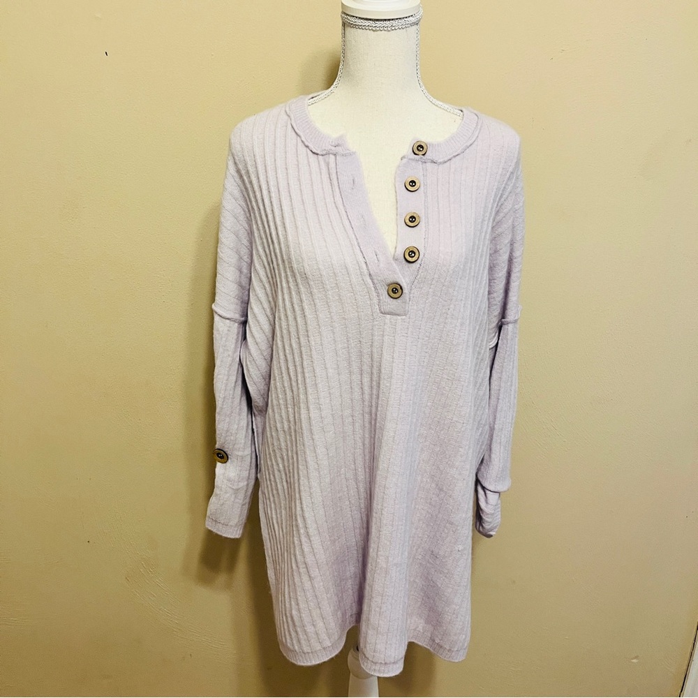 ✨NWT Free People Ribbed Henley Sweater